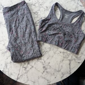 Reebok Women's Gray Sports Bra and Leggings Set